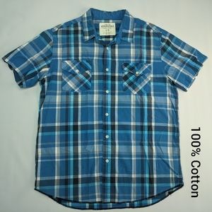 Aeropostale plaid cotton short sleeve button down shirt Men's Large EUC